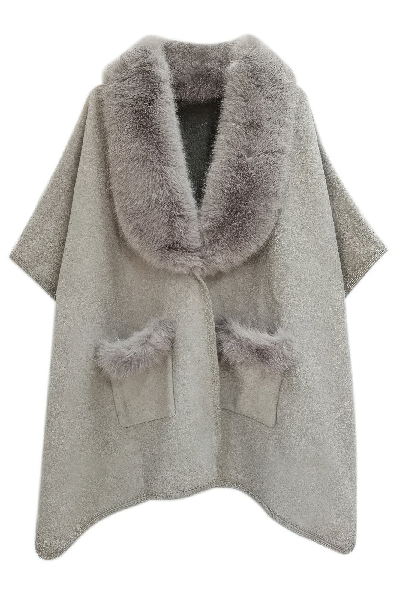 Faux Fur Collar Kimono One size - Wear Arielle