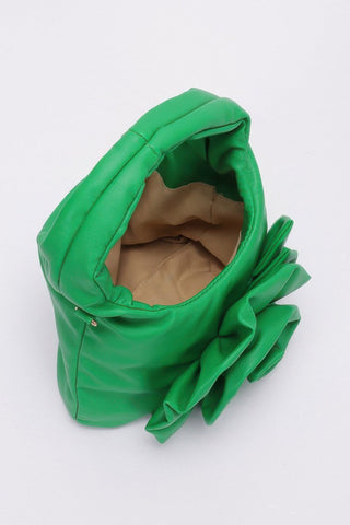 Faux Leather Big Flower Handle Bag - Wear Arielle