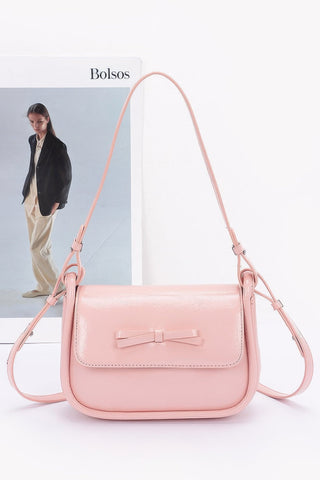 Faux Leather Bow Flap Bag - Wear Arielle