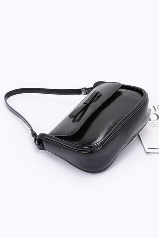 Faux Leather Bow Flap Bag - Wear Arielle