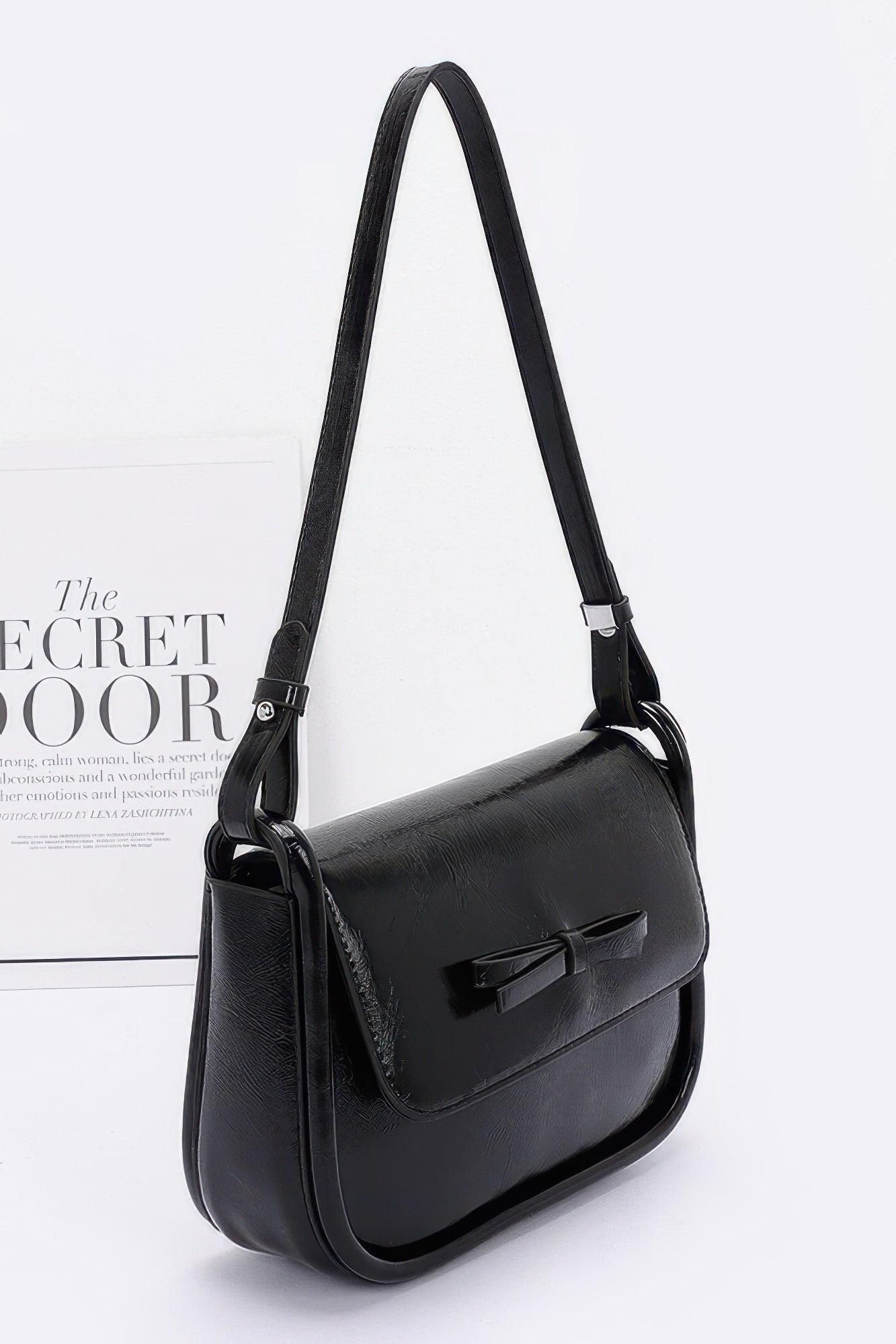 Faux Leather Bow Flap Bag - Wear Arielle