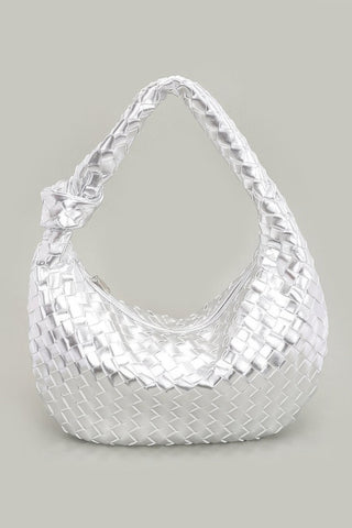 Faux Leather Braided Big Hobo Bag - Wear Arielle