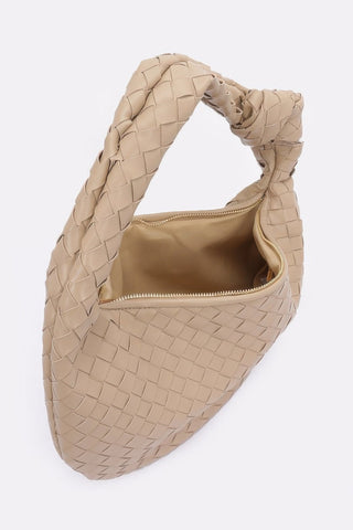 Faux Leather Braided Big Hobo Bag - Wear Arielle
