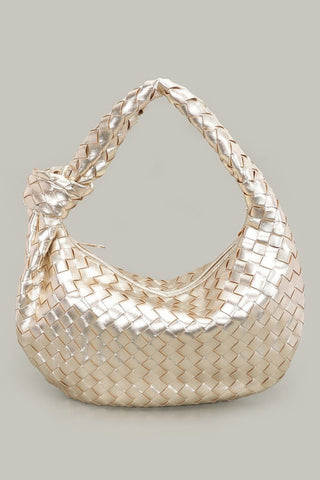 Faux Leather Braided Big Hobo Bag - Wear Arielle