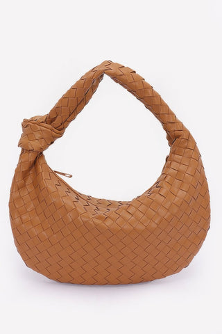 Faux Leather Braided Big Hobo Bag - Wear Arielle