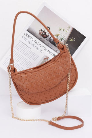 Faux Leather Braided Double Hobo Bag - Wear Arielle