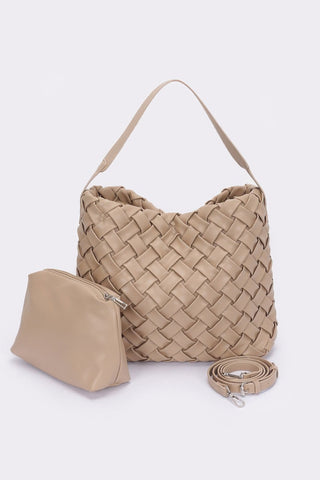 Faux Leather Braided Embossed Hobo Bag - Wear Arielle