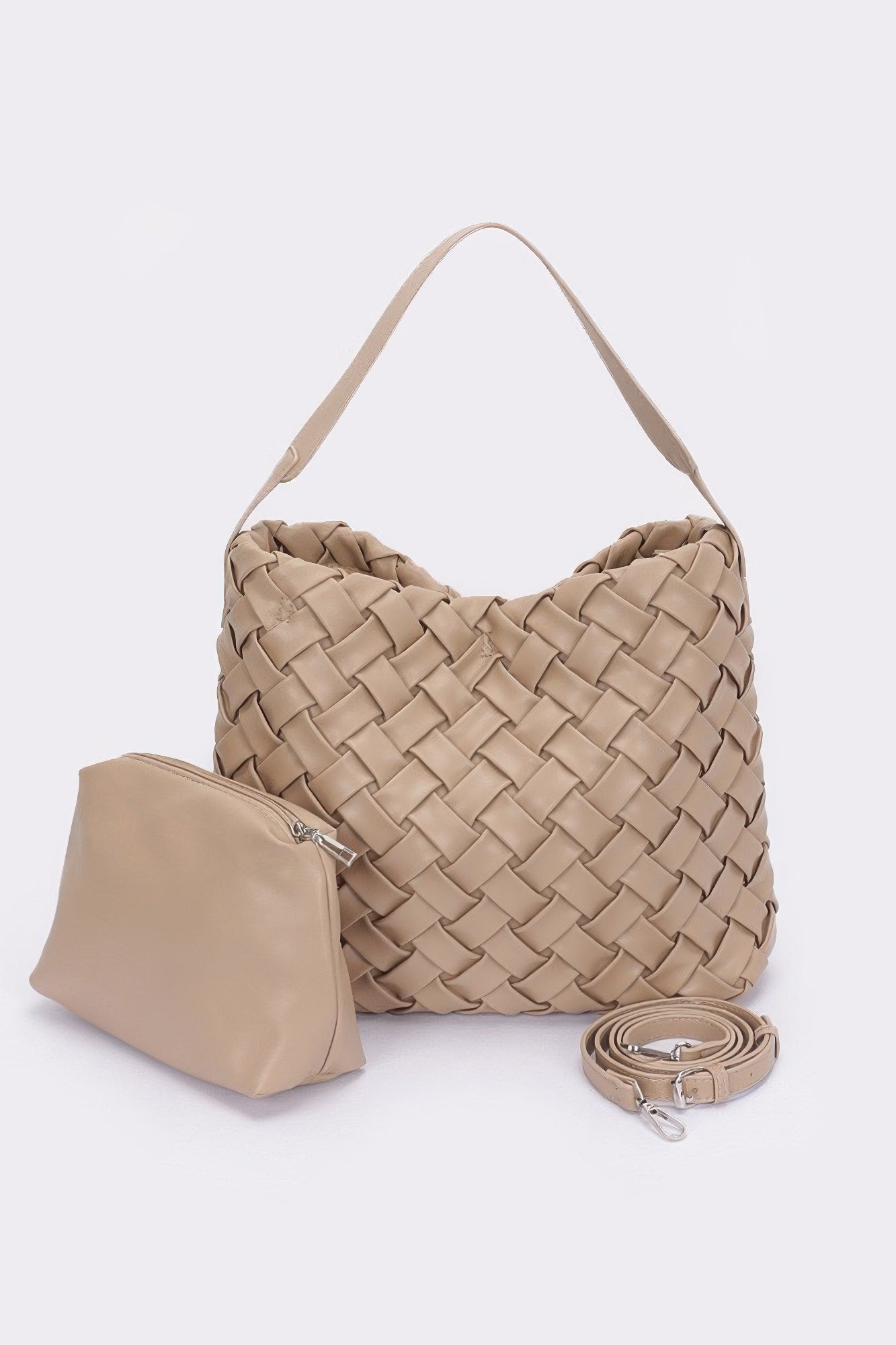 Faux Leather Braided Embossed Hobo Bag - Wear Arielle