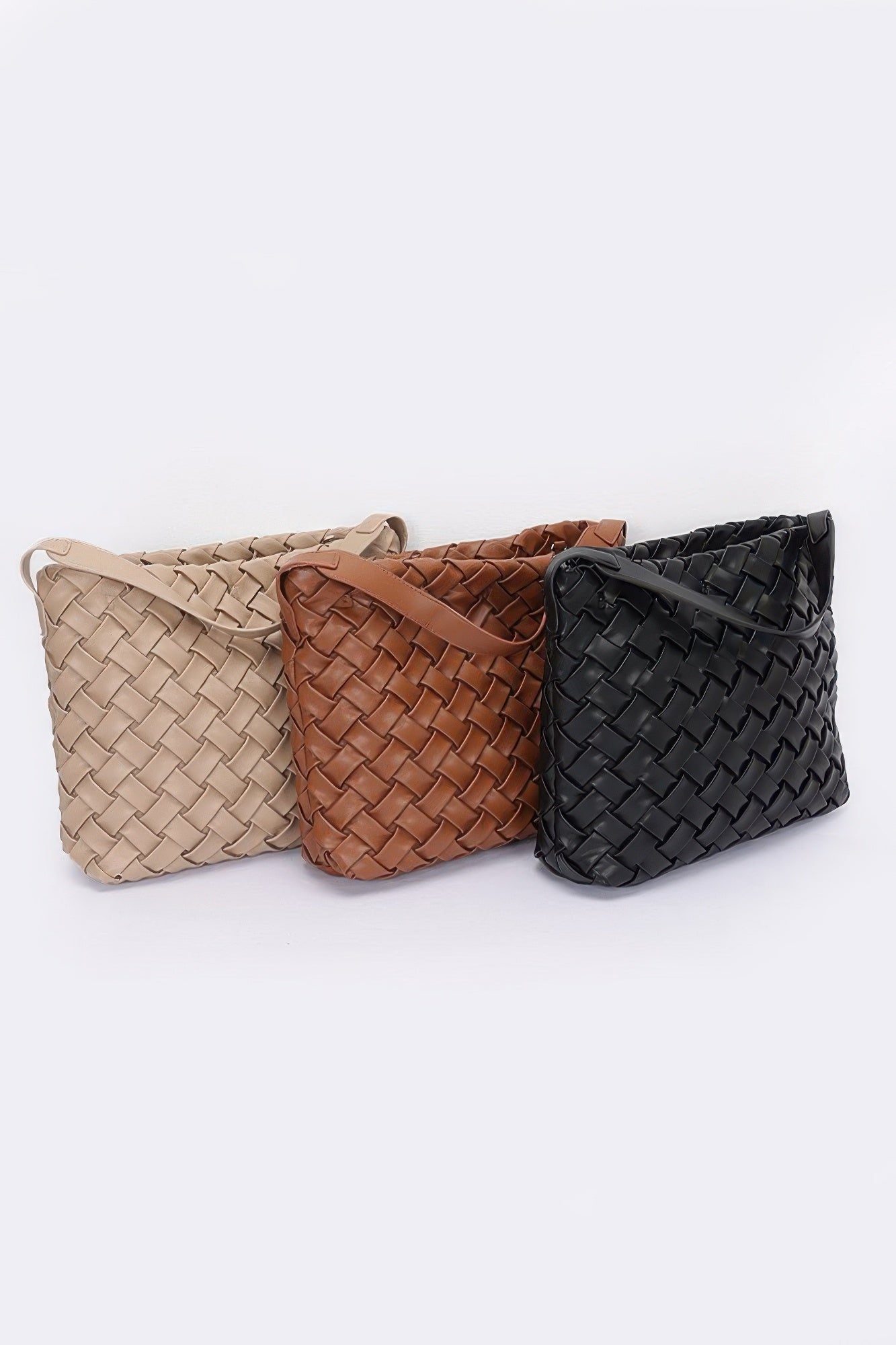 Faux Leather Braided Embossed Hobo Bag - Wear Arielle