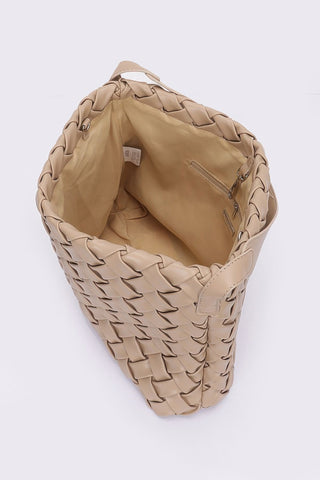 Faux Leather Braided Embossed Hobo Bag - Wear Arielle
