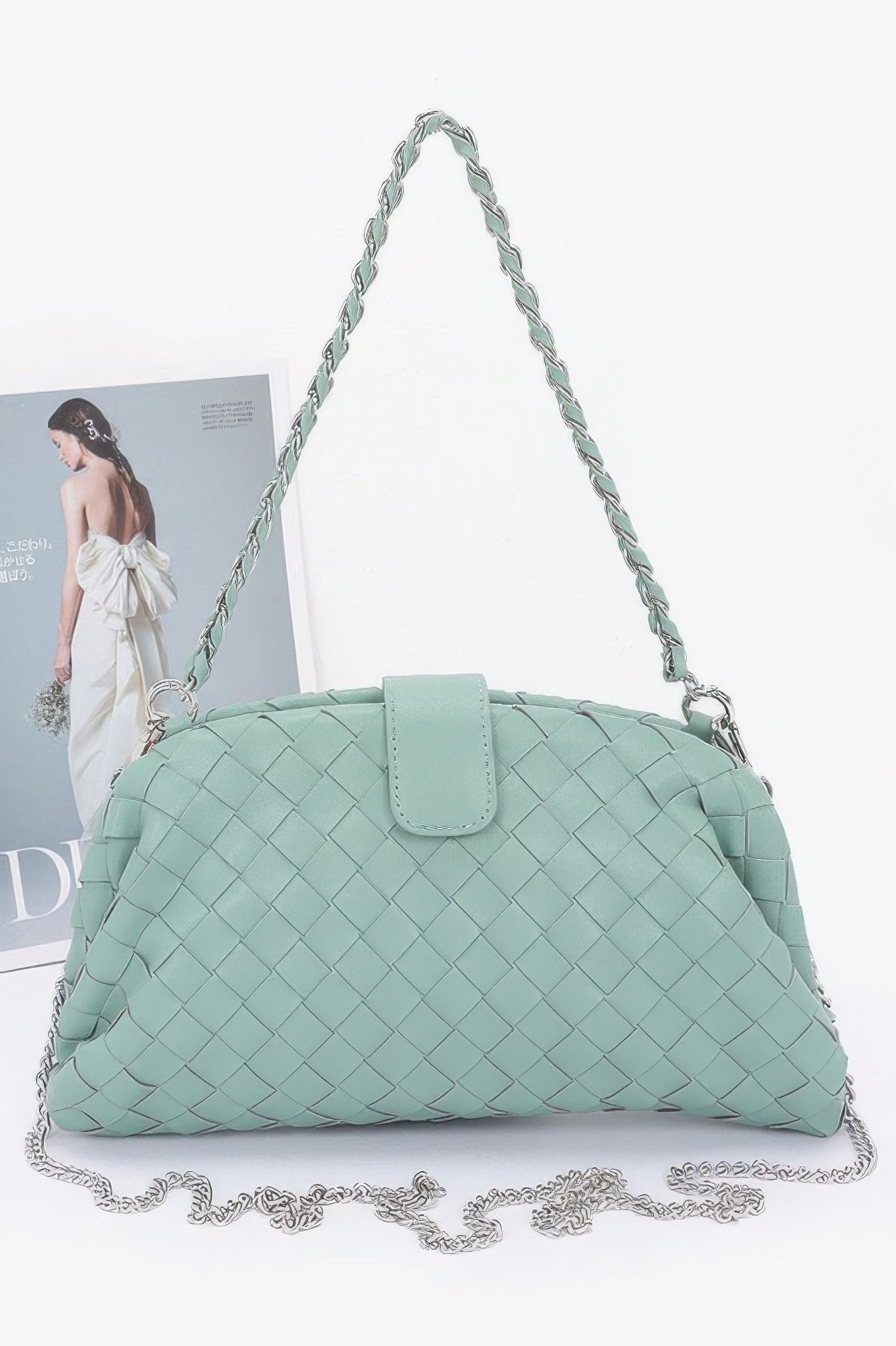 Faux Leather Braided Frame Shoulder Bag - Wear Arielle