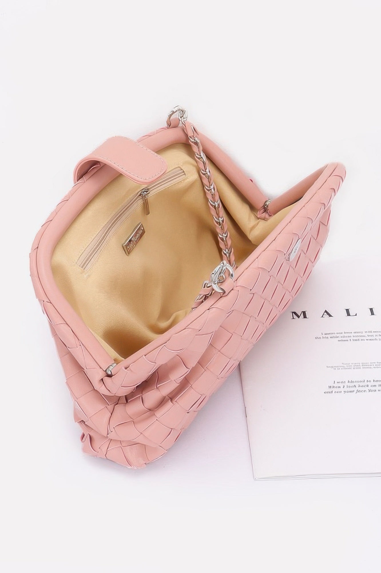 Faux Leather Braided Frame Shoulder Bag - Wear Arielle