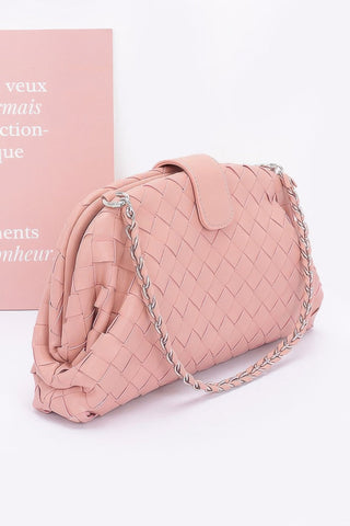 Faux Leather Braided Frame Shoulder Bag - Wear Arielle