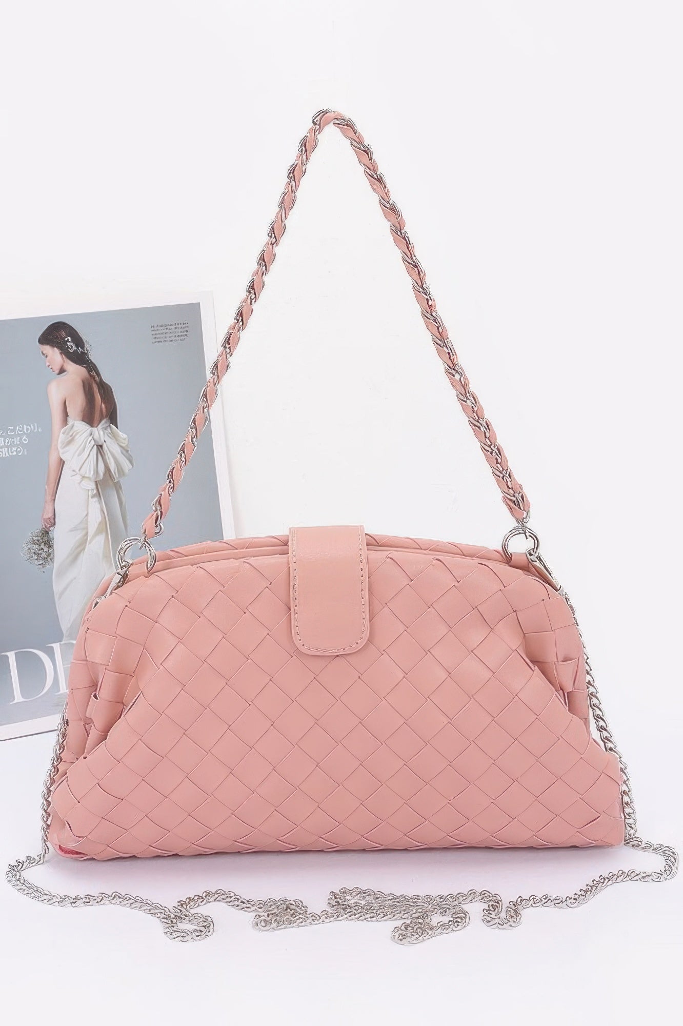 Faux Leather Braided Frame Shoulder Bag - Wear Arielle