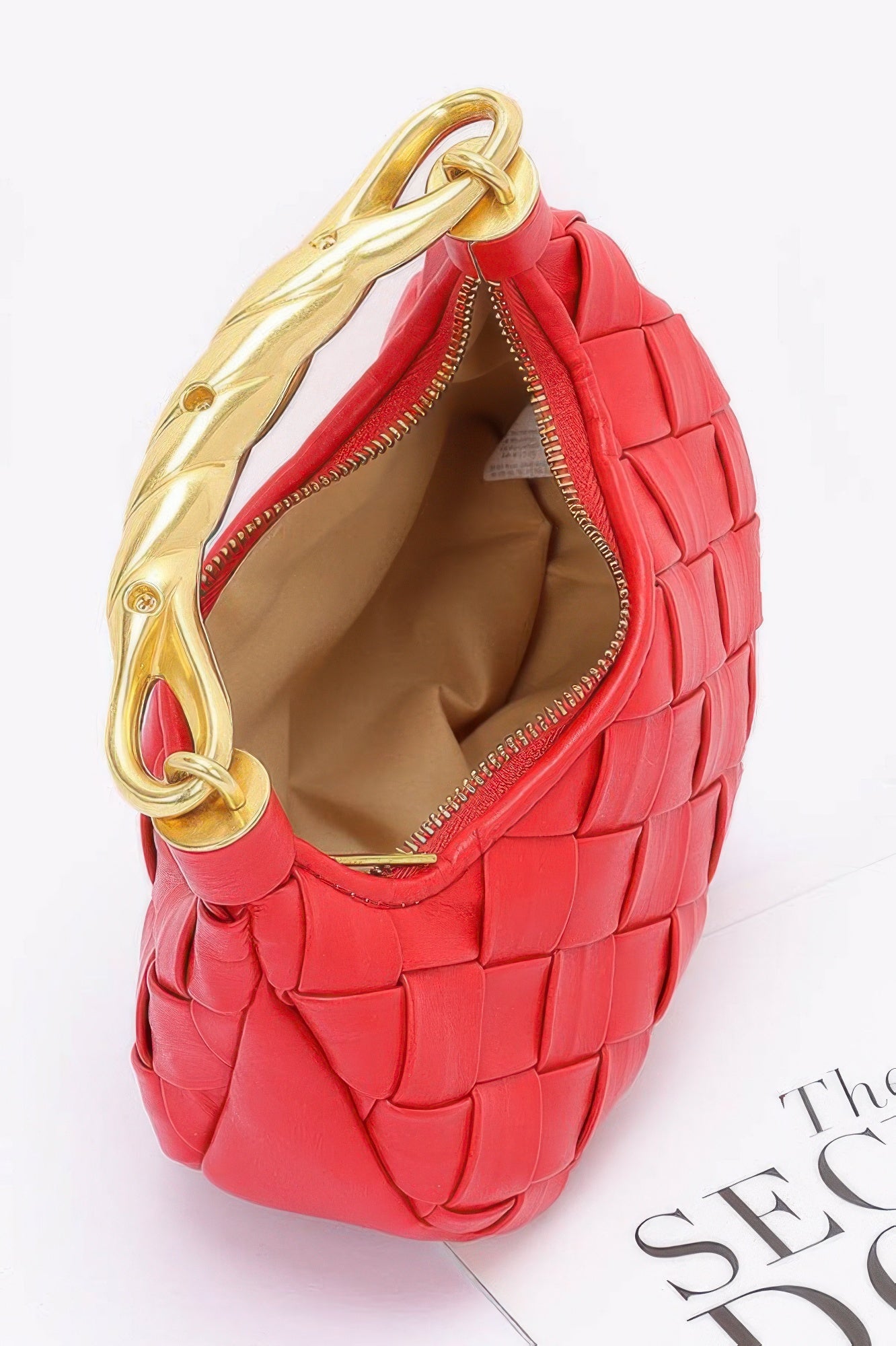 Faux Leather Braided Metal Handle Bag - Wear Arielle