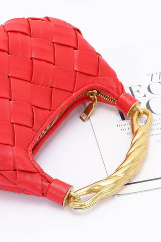 Faux Leather Braided Metal Handle Bag - Wear Arielle