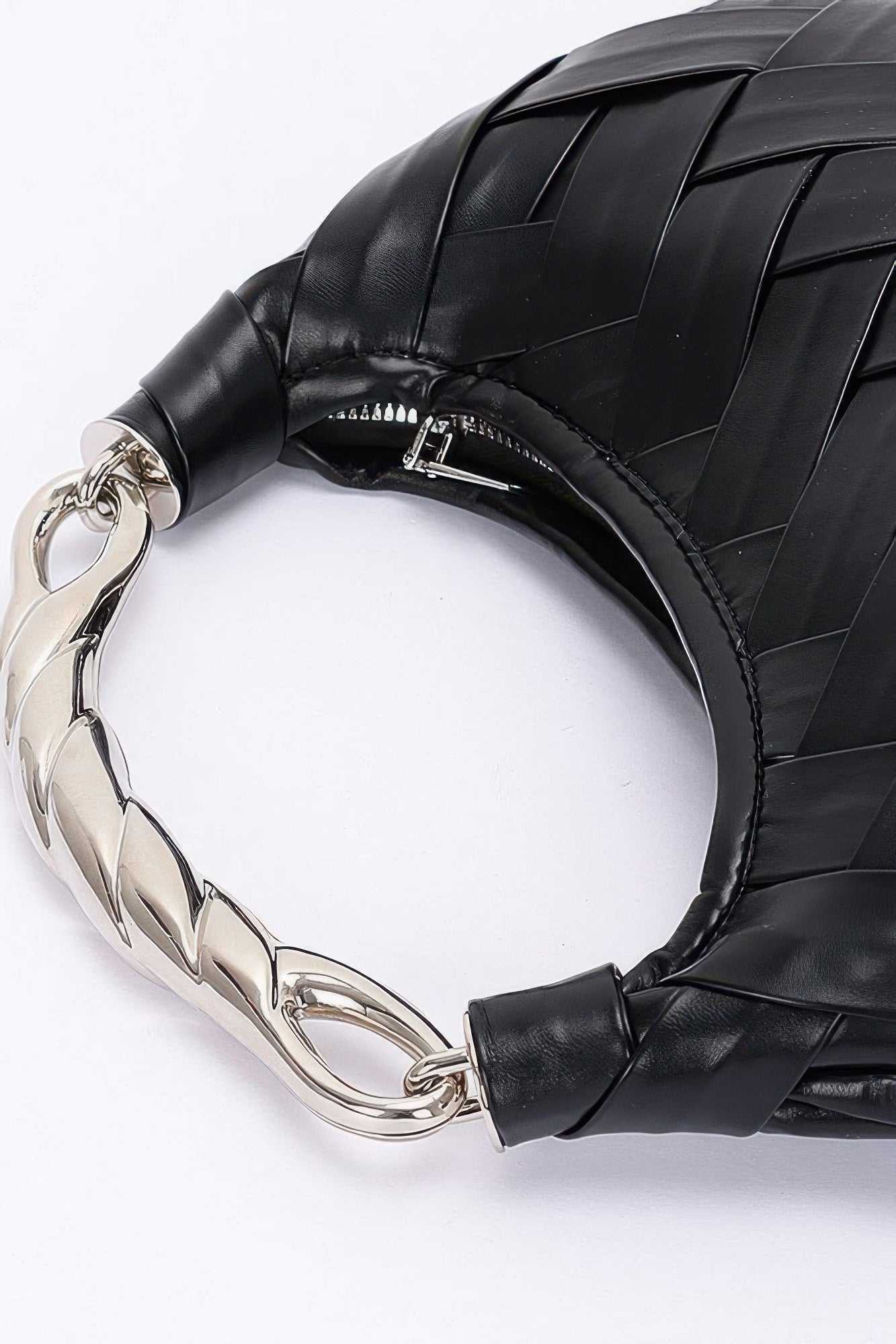 Faux Leather Braided Metal Handle Clutch - Wear Arielle