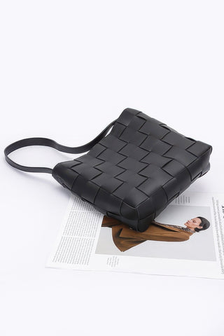 Faux Leather Braided Shoulder Bag W Pouch - Wear Arielle