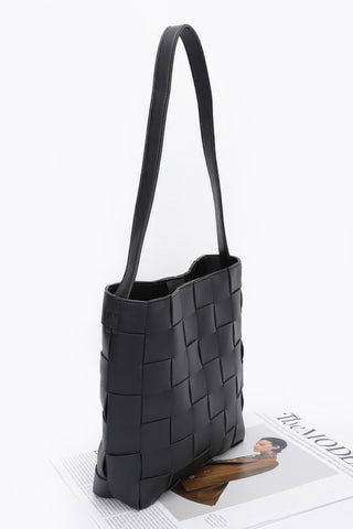 Faux Leather Braided Shoulder Bag W Pouch - Wear Arielle