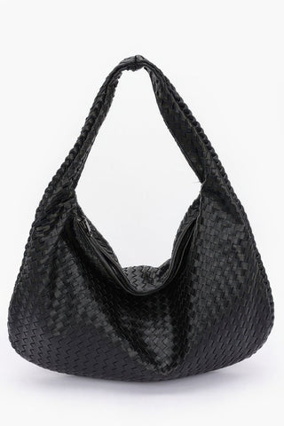 Faux Leather Braided Shoulder Bag - Wear Arielle