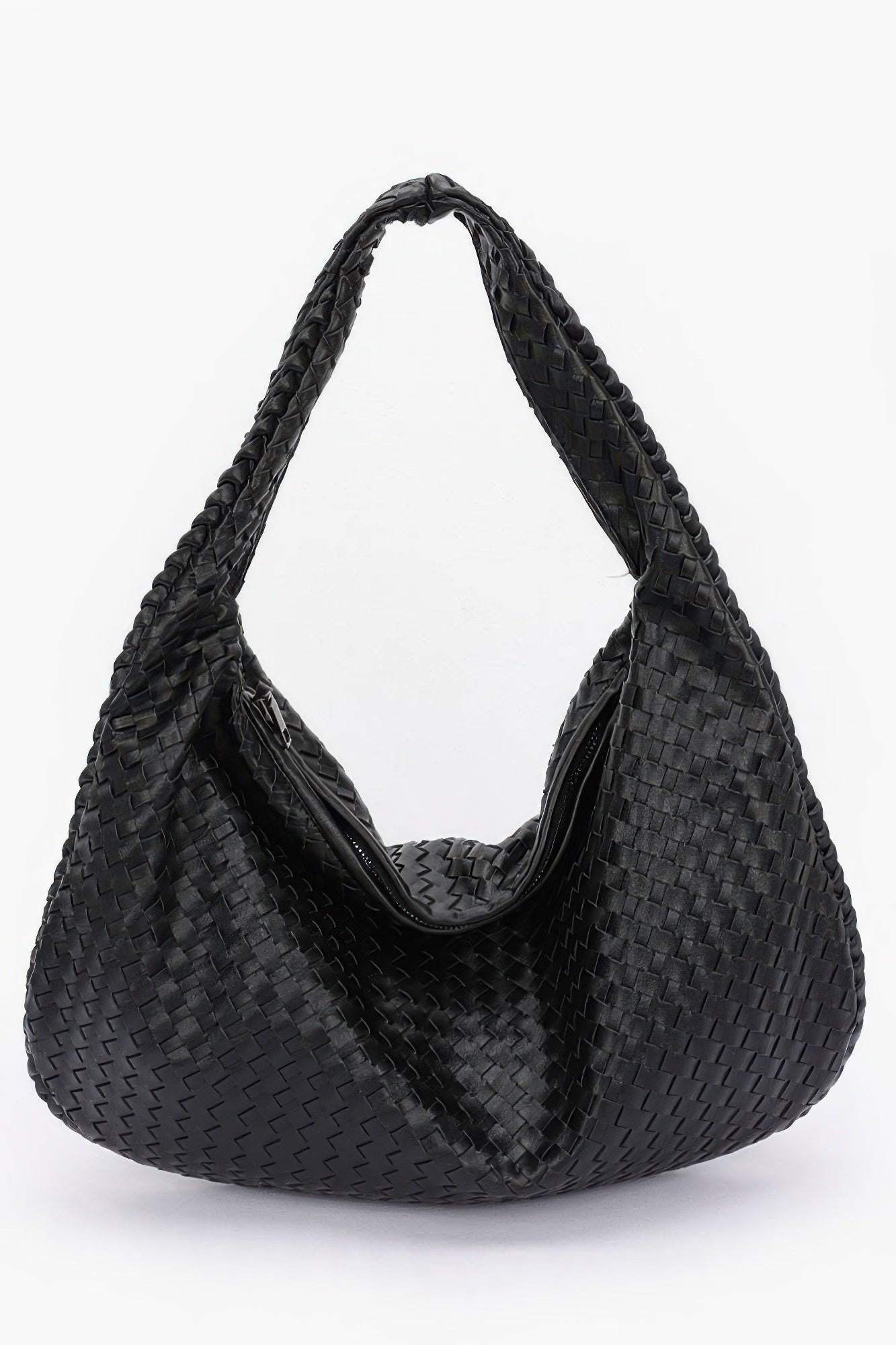 Faux Leather Braided Shoulder Bag - Wear Arielle