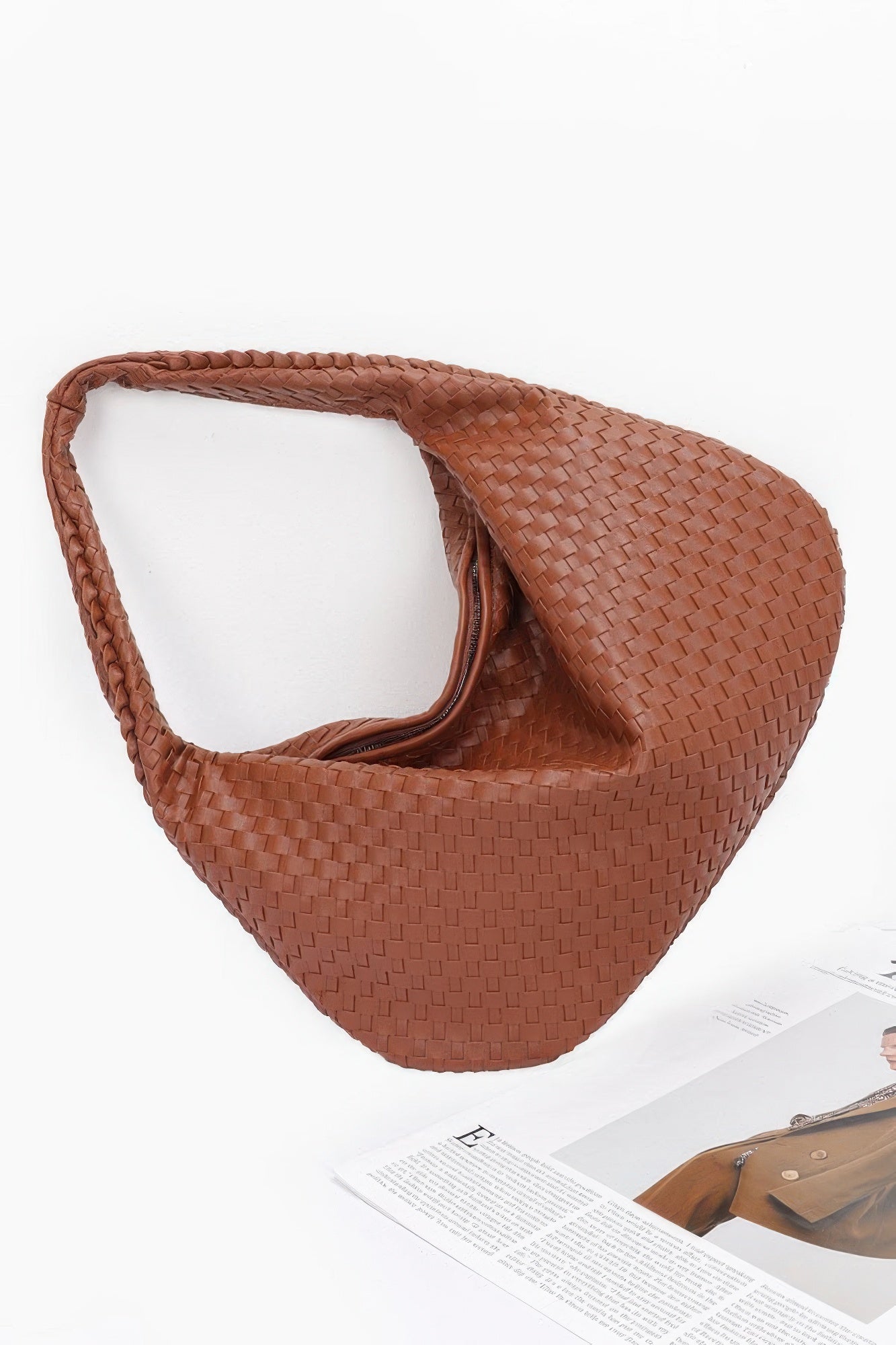 Faux Leather Braided Shoulder Bag - Wear Arielle