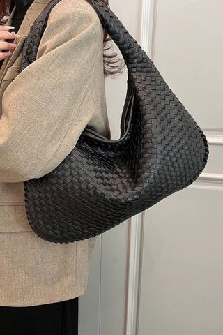 Faux Leather Braided Shoulder Bag - Wear Arielle