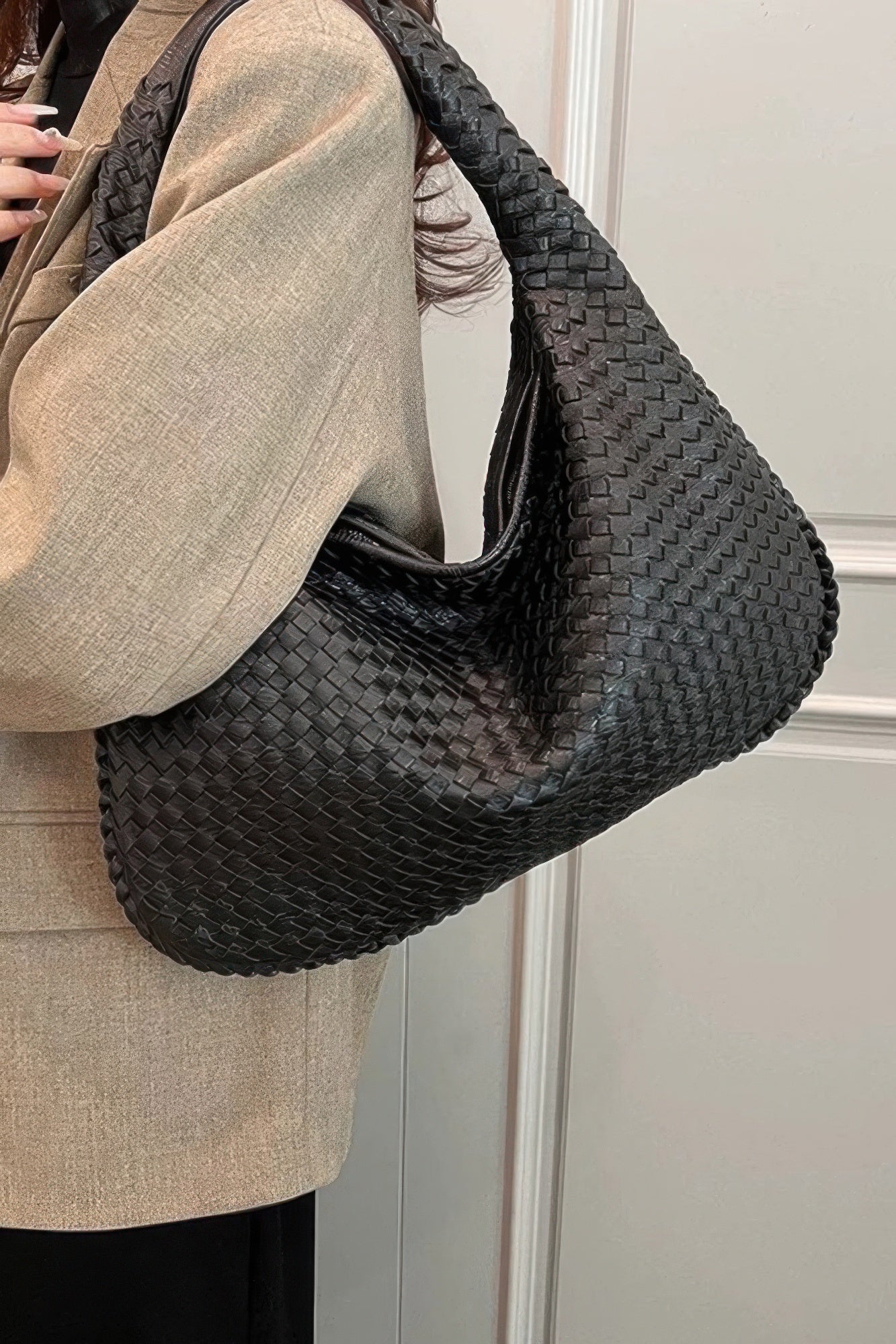 Faux Leather Braided Shoulder Bag - Wear Arielle