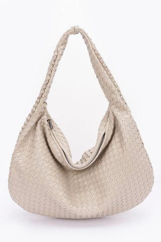 Faux Leather Braided Shoulder Bag - Wear Arielle