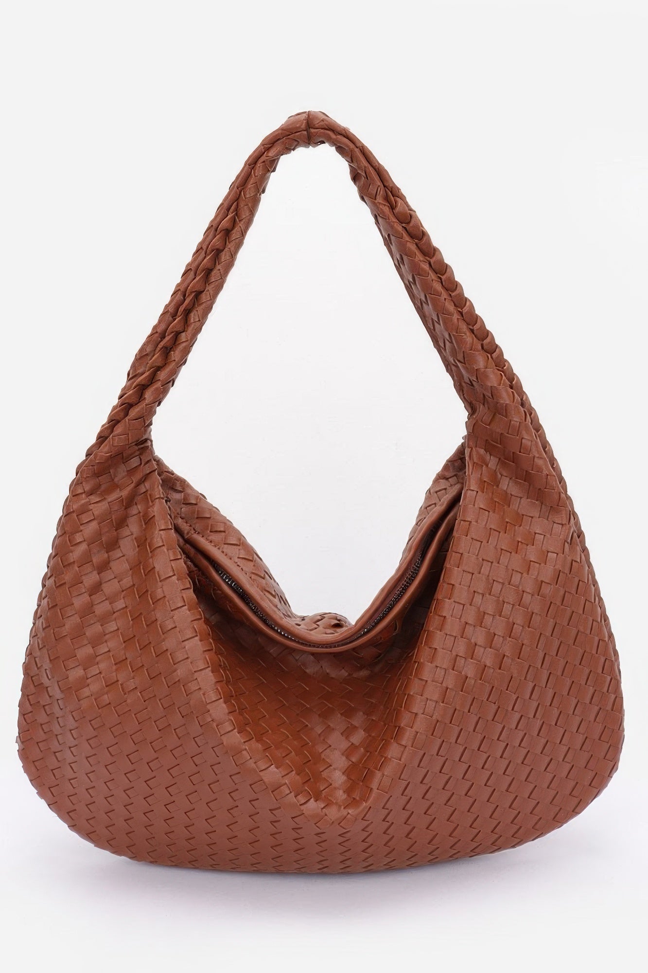 Faux Leather Braided Shoulder Bag - Wear Arielle