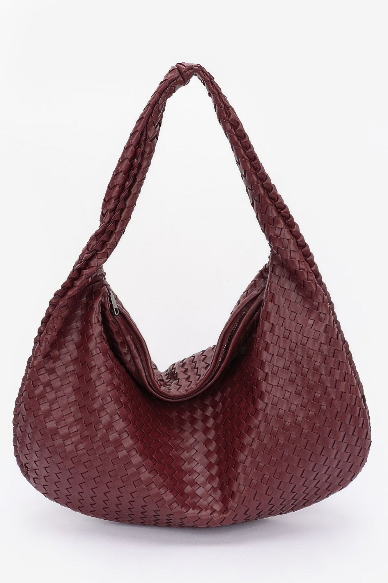 Faux Leather Braided Shoulder Bag - Wear Arielle