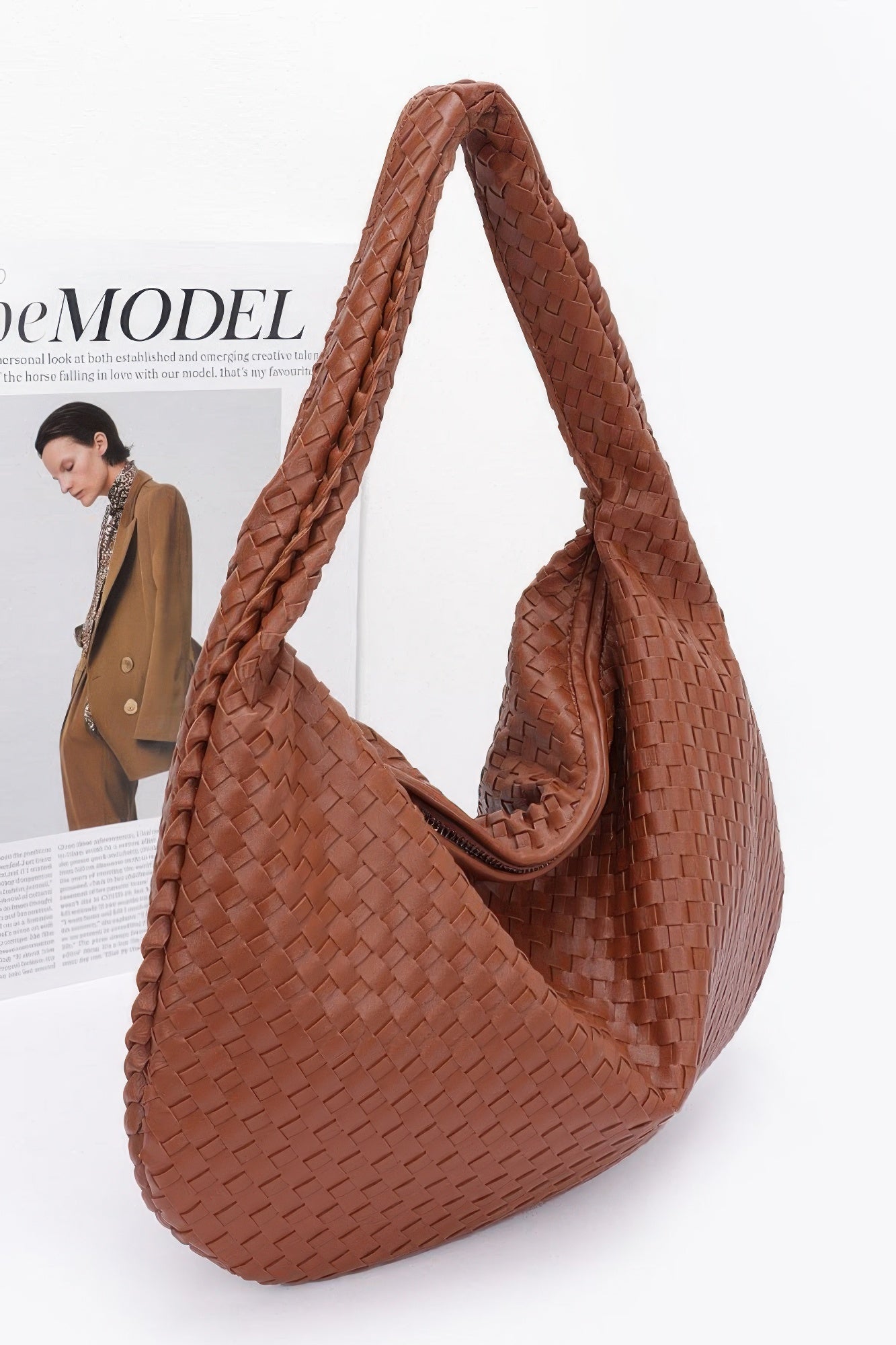 Faux Leather Braided Shoulder Bag - Wear Arielle