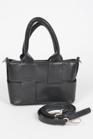Faux Leather Braided Small Tote Bag - Wear Arielle