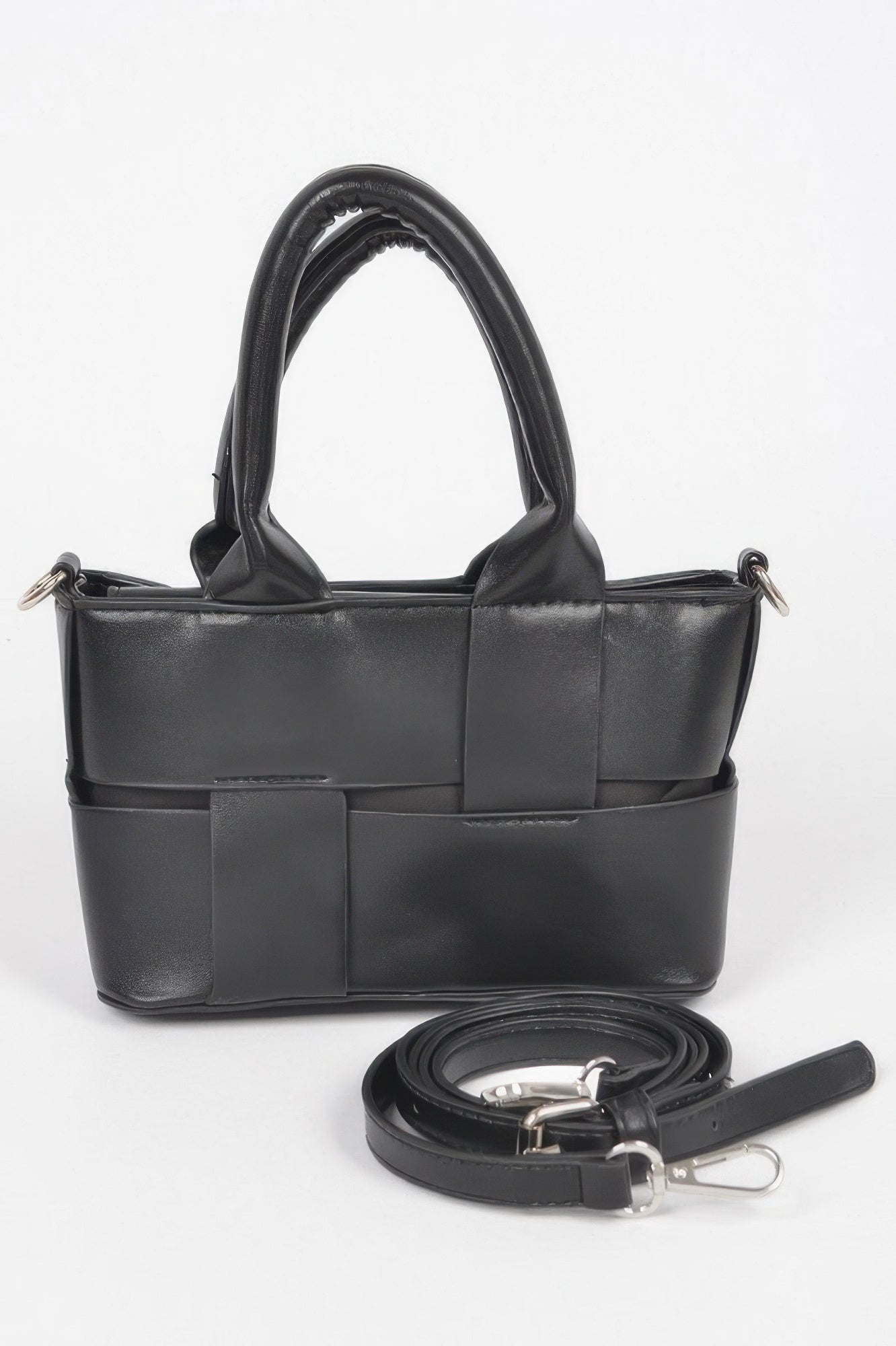 Faux Leather Braided Small Tote Bag - Wear Arielle