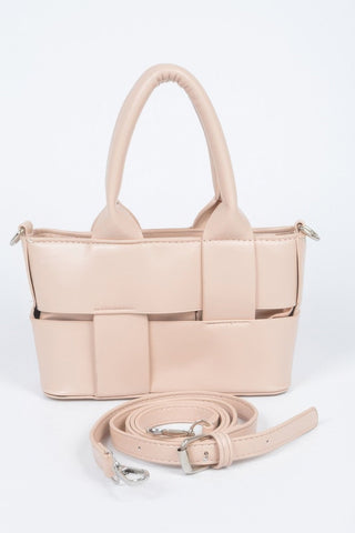 Faux Leather Braided Small Tote Bag - Wear Arielle