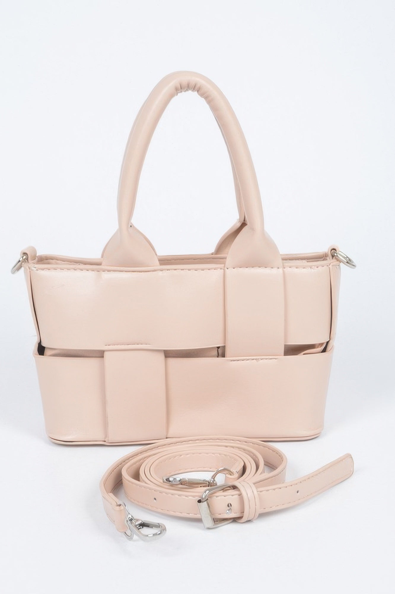 Faux Leather Braided Small Tote Bag - Wear Arielle