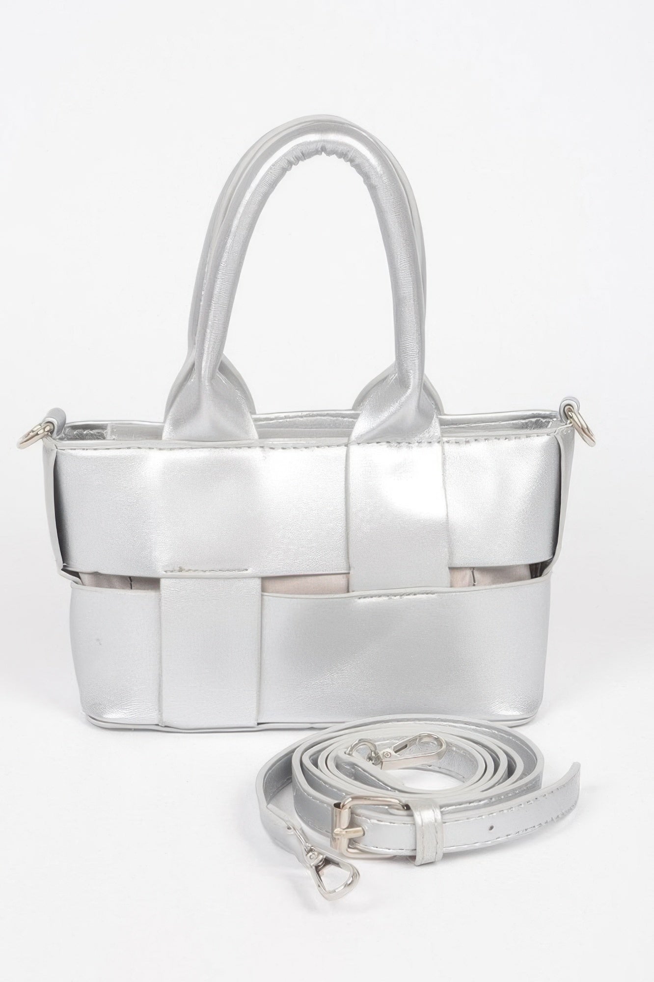 Faux Leather Braided Small Tote Bag - Wear Arielle