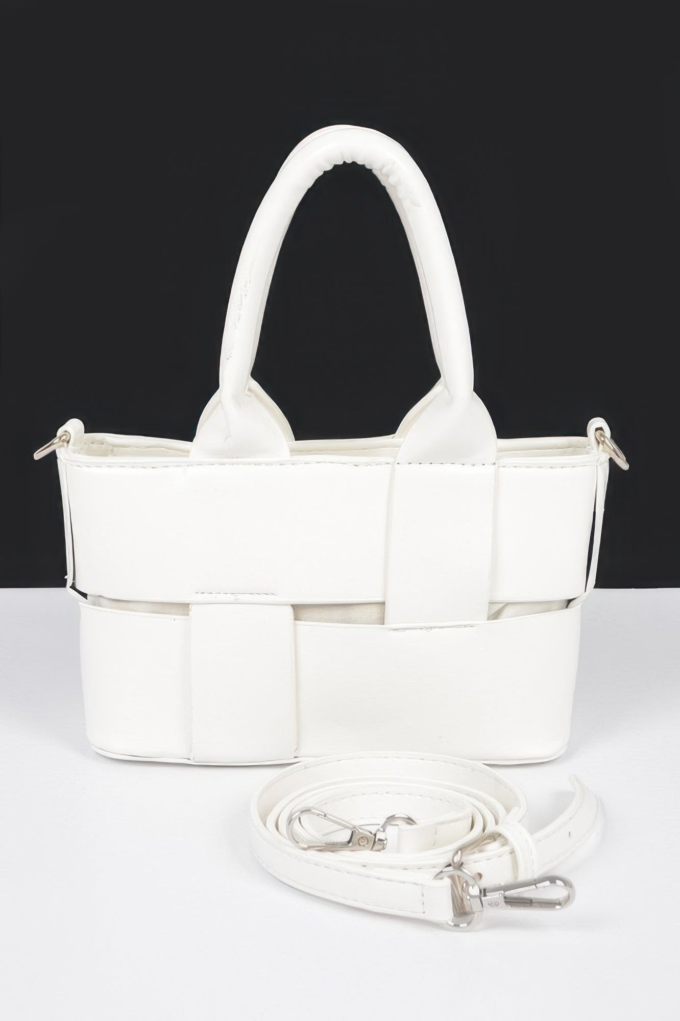 Faux Leather Braided Small Tote Bag - Wear Arielle