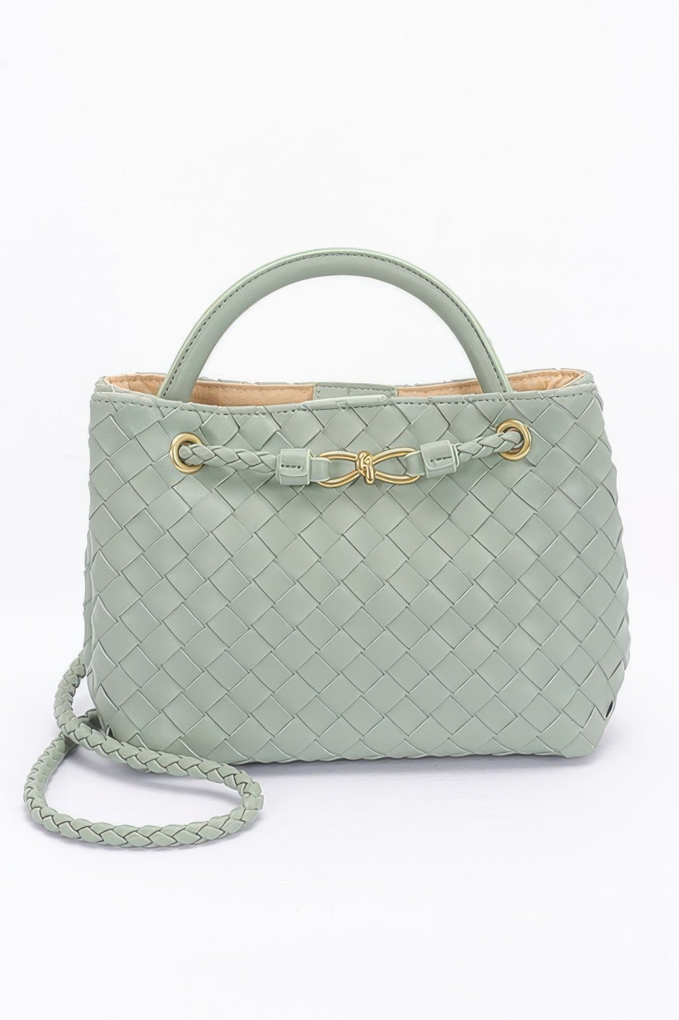 Faux Leather Braided Top Handle Bag - Wear Arielle