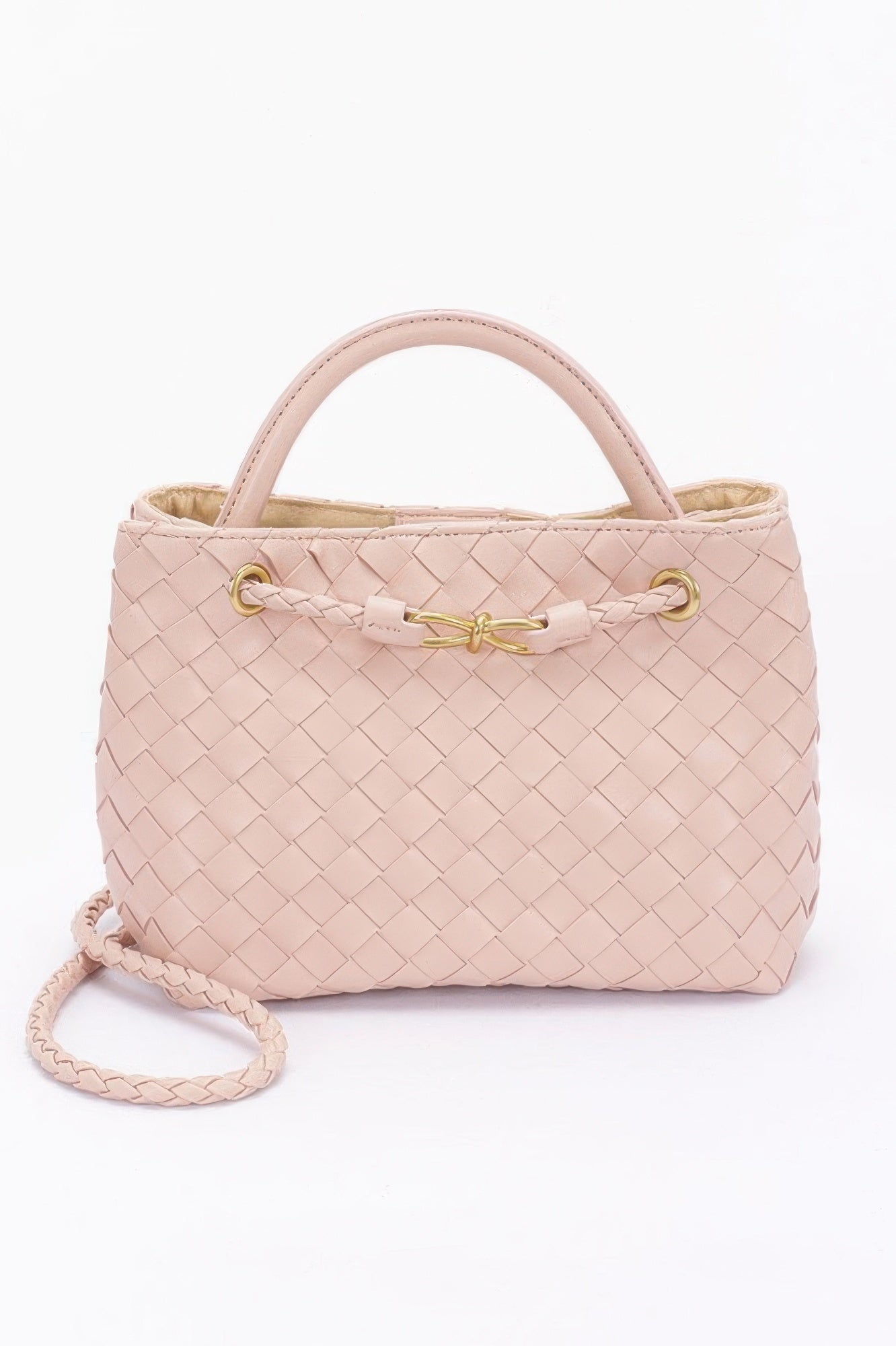 Faux Leather Braided Top Handle Bag - Wear Arielle