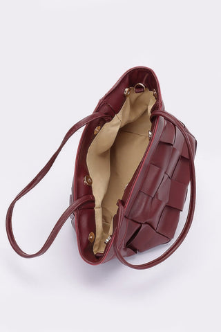 Faux Leather Braided Tote Bag - Wear Arielle