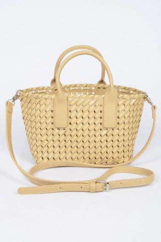 Faux Leather Braided Tote Bag - Wear Arielle