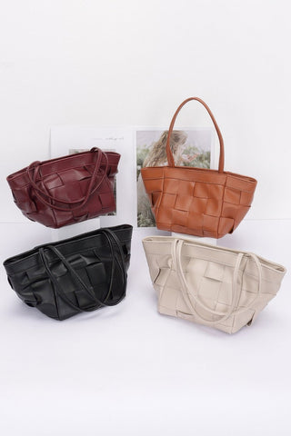 Faux Leather Braided Tote Bag - Wear Arielle