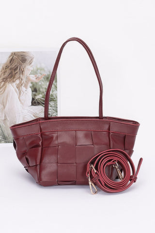 Faux Leather Braided Tote Bag - Wear Arielle