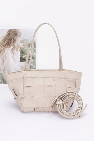Faux Leather Braided Tote Bag - Wear Arielle