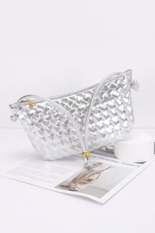 Faux Leather Braided Wrist And Shoulder Bag - Wear Arielle