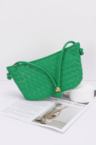 Faux Leather Braided Wrist And Shoulder Bag - Wear Arielle