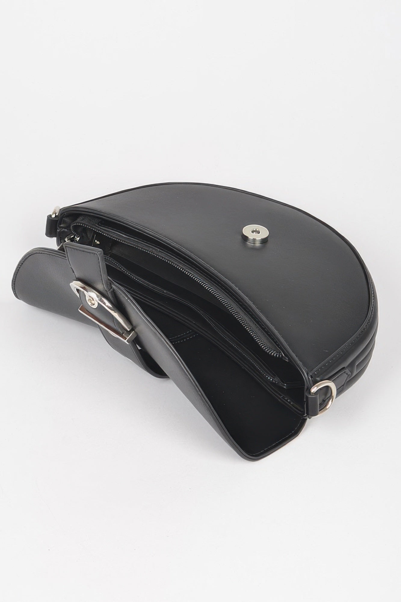 Faux Leather Buckle Shoulder Bag - Wear Arielle