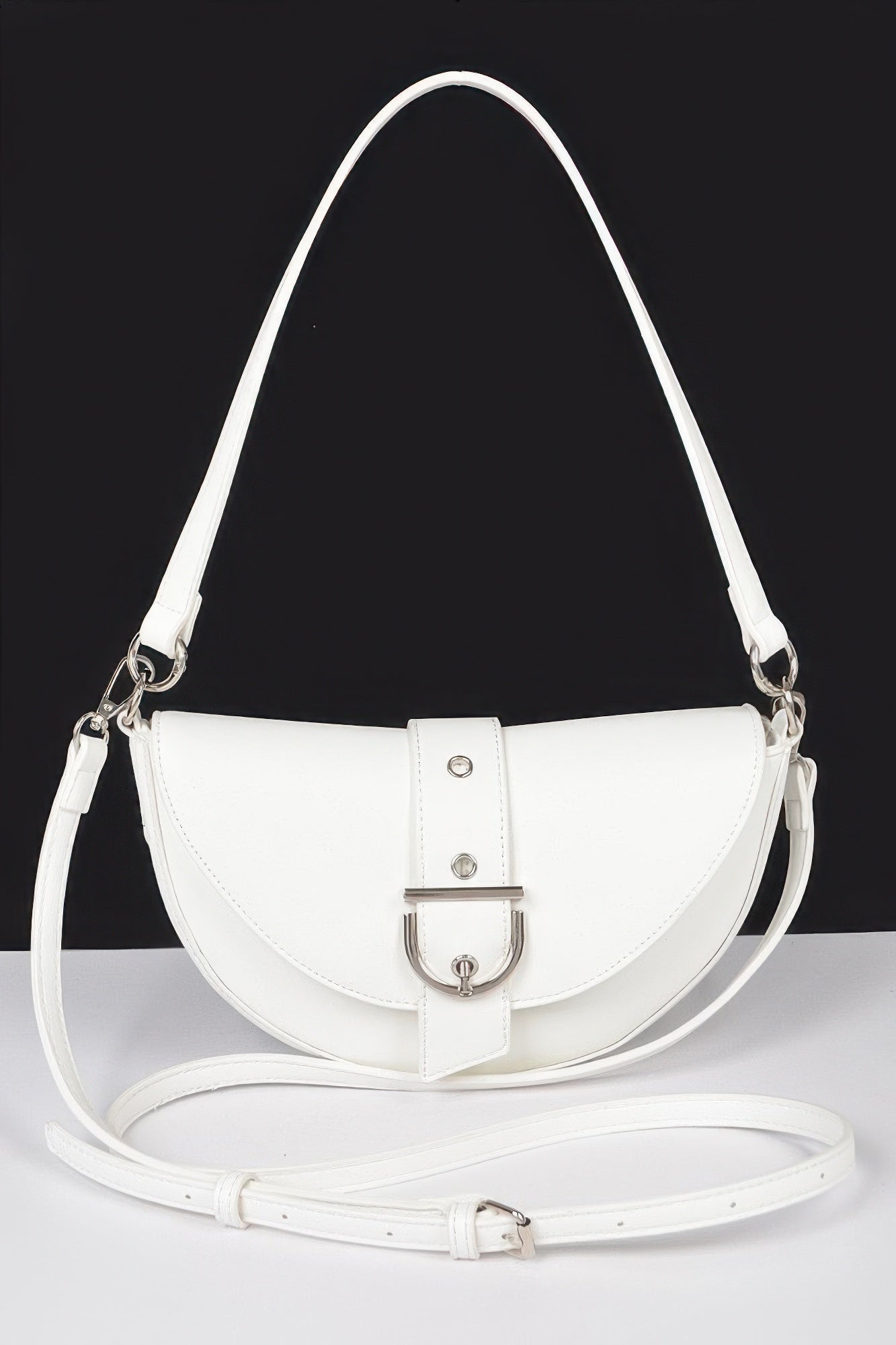 Faux Leather Buckle Shoulder Bag - Wear Arielle