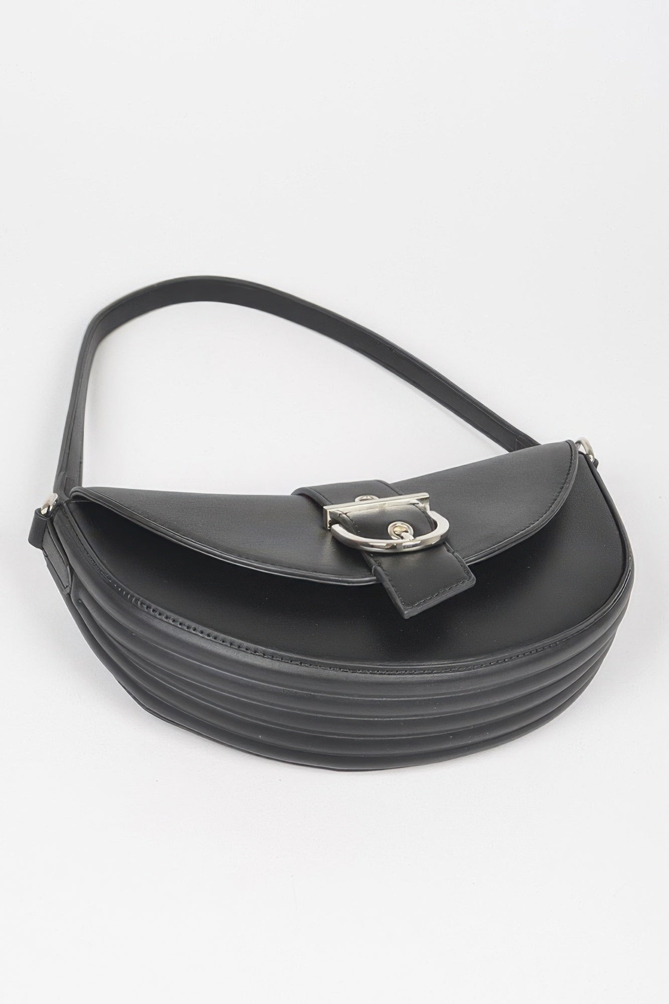 Faux Leather Buckle Shoulder Bag - Wear Arielle
